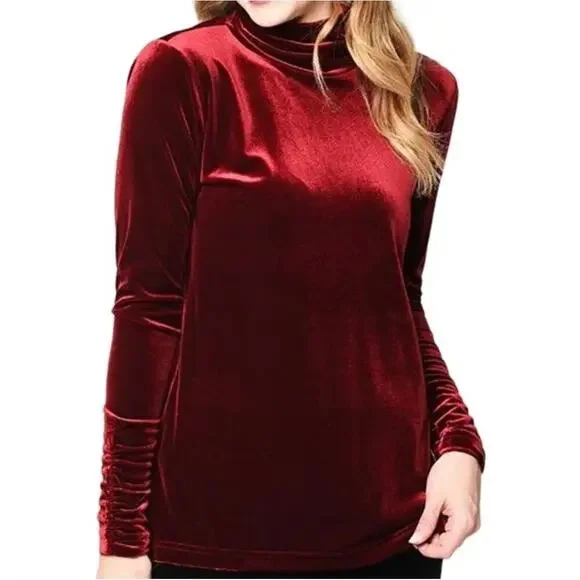 Sno Skins Women's Black Plush Velvet Turtleneck Sweater Size XL Pullover Cozy - Picture 4 of 10